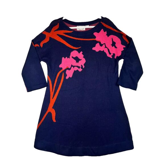 ANTHROPOLOGIE Field & Flower Megara Floral Tunic Dress Sweater Blue Pink M - Picture 3 of 5